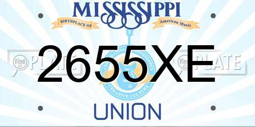 2655XE Mississippi License Plate