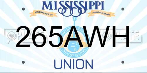 265AWH Mississippi License Plate