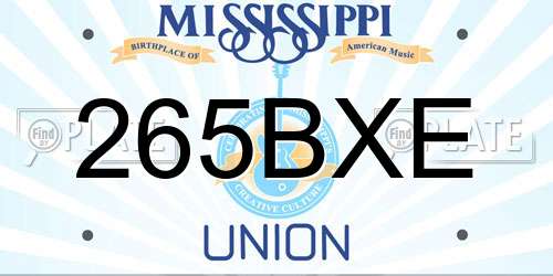 265BXE Mississippi License Plate