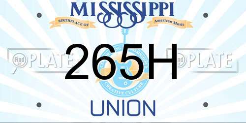 265H Mississippi License Plate