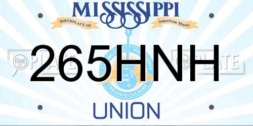 265HNH Mississippi License Plate