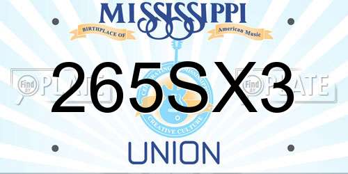 265SX3 Mississippi License Plate