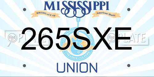 265SXE Mississippi License Plate