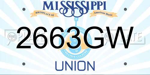 2663GW Mississippi License Plate