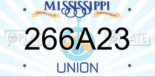 266A23 Mississippi License Plate