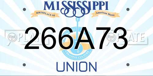 266A73 Mississippi License Plate