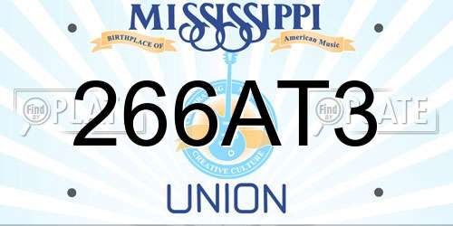266AT3 Mississippi License Plate