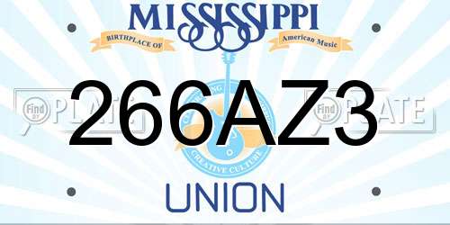 266AZ3 Mississippi License Plate