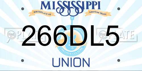266DL5 Mississippi License Plate