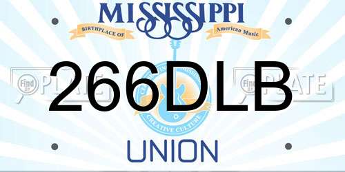 266DLB Mississippi License Plate