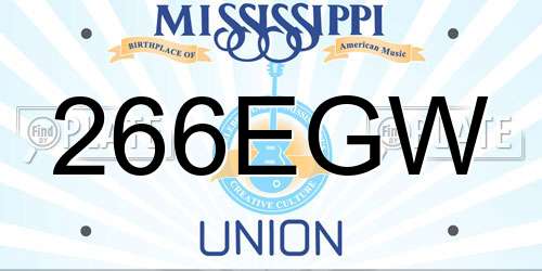 266EGW Mississippi License Plate