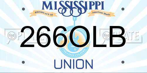 266OLB Mississippi License Plate