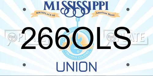 266OLS Mississippi License Plate