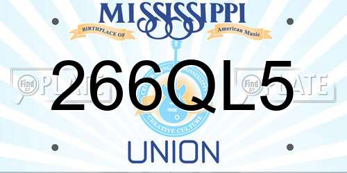 266QL5 Mississippi License Plate
