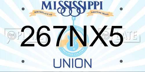 267NX5 Mississippi License Plate