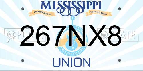 267NX8 Mississippi License Plate