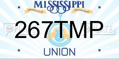 267TMP Mississippi License Plate