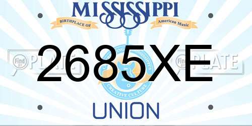 2685XE Mississippi License Plate
