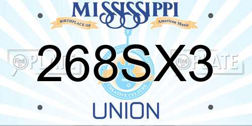 268SX3 Mississippi License Plate