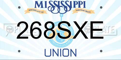 268SXE Mississippi License Plate