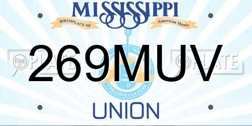 269MUV Mississippi License Plate
