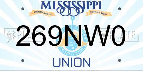 269NW0 Mississippi License Plate