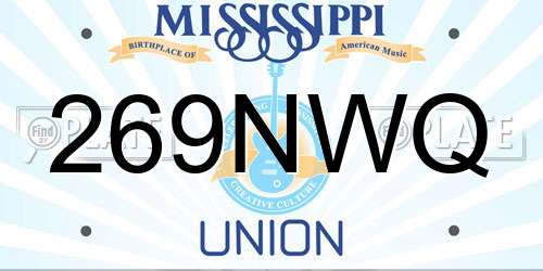 269NWQ Mississippi License Plate