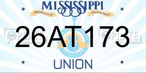 26AT173 Mississippi License Plate