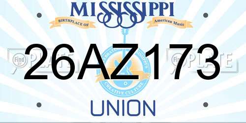 26AZ173 Mississippi License Plate