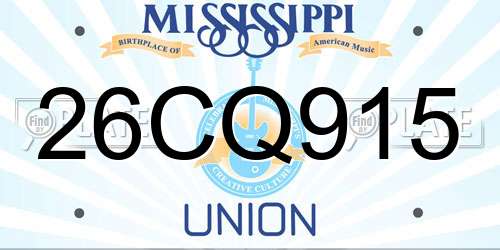 26CQ915 Mississippi License Plate