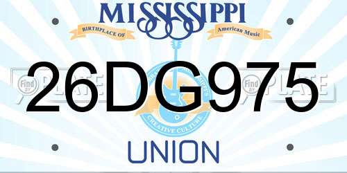 26DG975 Mississippi License Plate