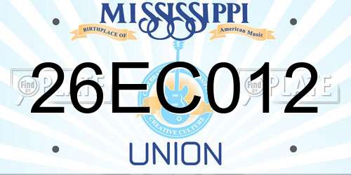 26EC012 Mississippi License Plate