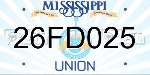 26FD025 Mississippi License Plate