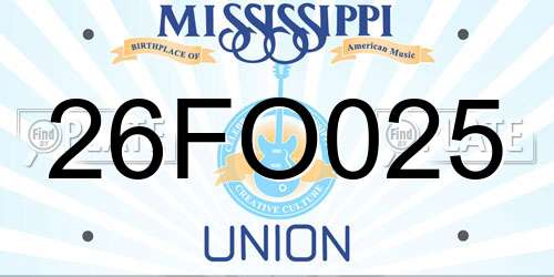 26FO025 Mississippi License Plate