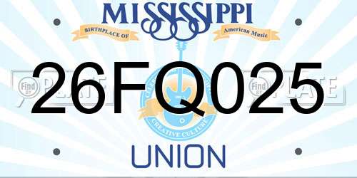 26FQ025 Mississippi License Plate