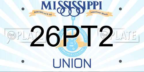 26PT2 Mississippi License Plate