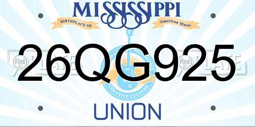 26QG925 Mississippi License Plate