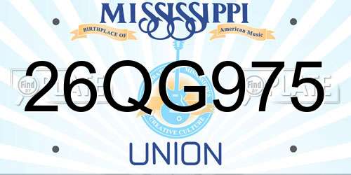 26QG975 Mississippi License Plate