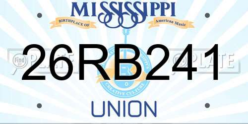 26RB241 Mississippi License Plate