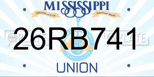 26RB741 Mississippi License Plate