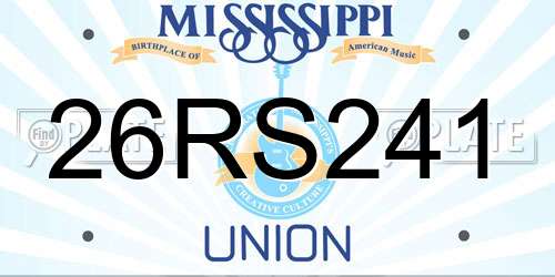 26RS241 Mississippi License Plate