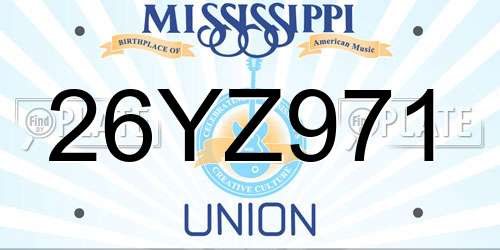 26YZ971 Mississippi License Plate