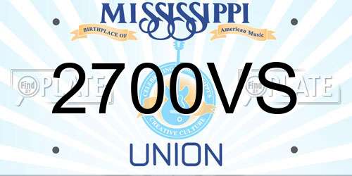 2700VS Mississippi License Plate