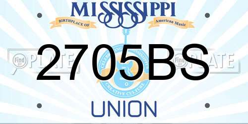 2705BS Mississippi License Plate