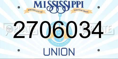 2706034 Mississippi License Plate