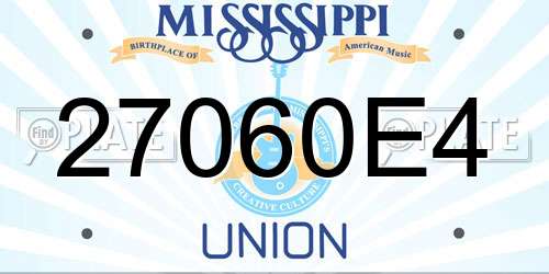 27060E4 Mississippi License Plate