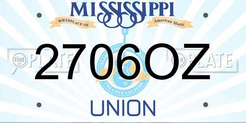 2706OZ Mississippi License Plate