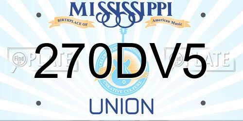 270DV5 Mississippi License Plate
