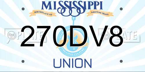 270DV8 Mississippi License Plate