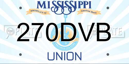 270DVB Mississippi License Plate